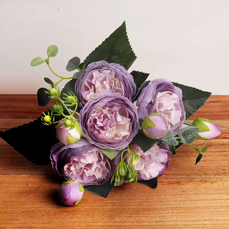 30cm Rose Pink Silk Bouquet Peony Artificial Flowers