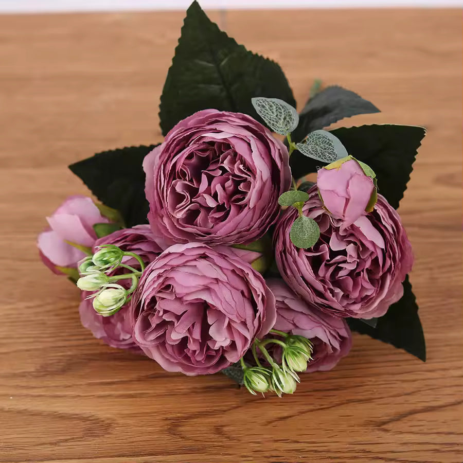 30cm Rose Pink Silk Bouquet Peony Artificial Flowers