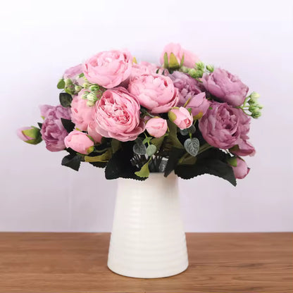 30cm Rose Pink Silk Bouquet Peony Artificial Flowers