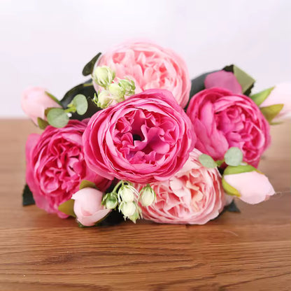 30cm Rose Pink Silk Bouquet Peony Artificial Flowers
