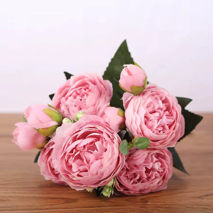 30cm Rose Pink Silk Bouquet Peony Artificial Flowers