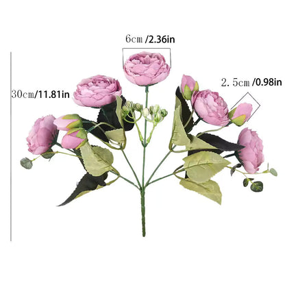 30cm Rose Pink Silk Bouquet Peony Artificial Flowers