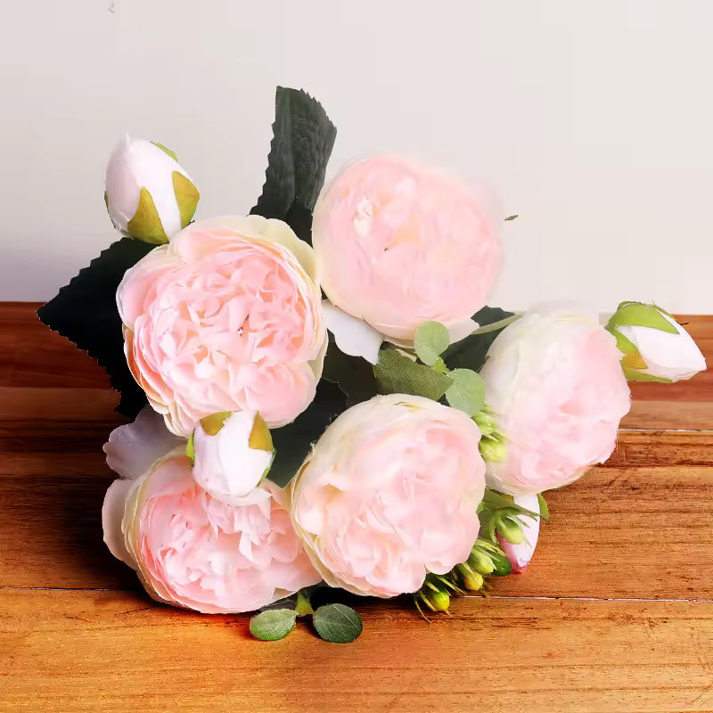 30cm Rose Pink Silk Bouquet Peony Artificial Flowers