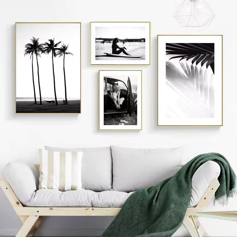 Velura Monochrome Leaf Art – Minimal Botanical Poster ( No frame )