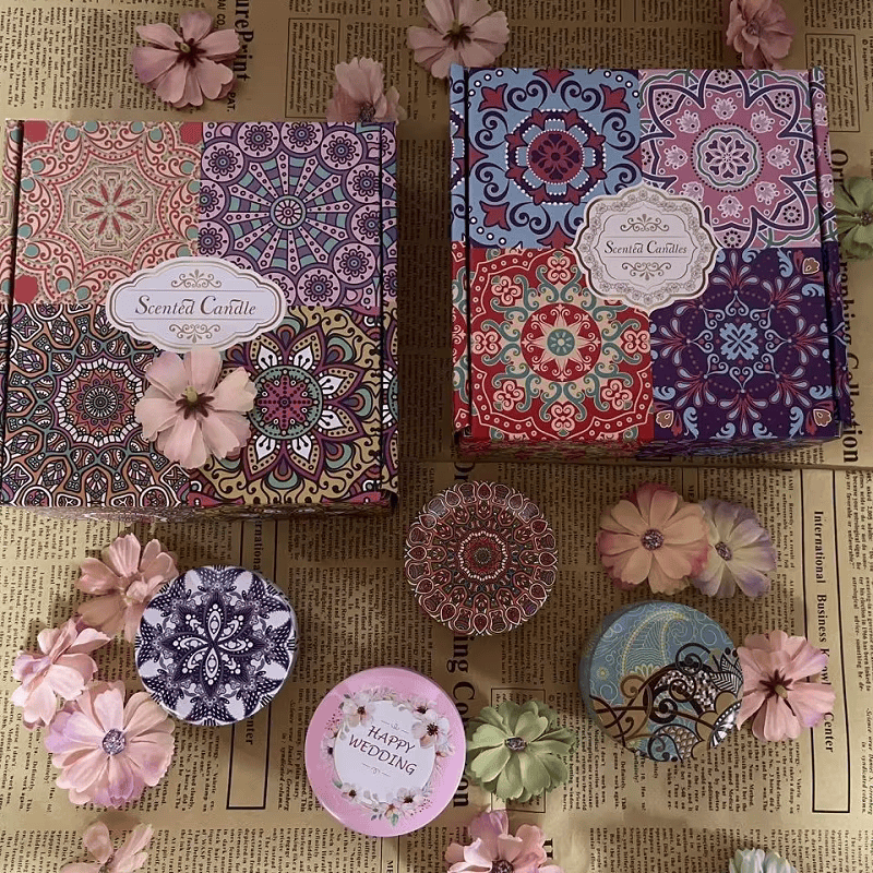 1/4PCS Vintage Scented Candles Soy Wax Candle Jars Flower Fragrance Scent