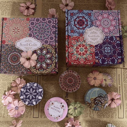 1/4PCS Vintage Scented Candles Soy Wax Candle Jars Flower Fragrance Scent