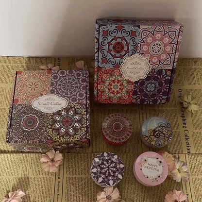 1/4PCS Vintage Scented Candles Soy Wax Candle Jars Flower Fragrance Scent