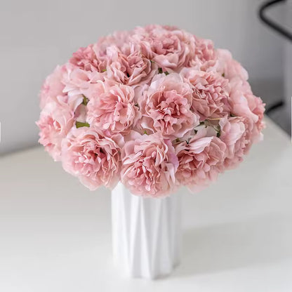 Pink Silk Artificial Peony Bouquet Flowers