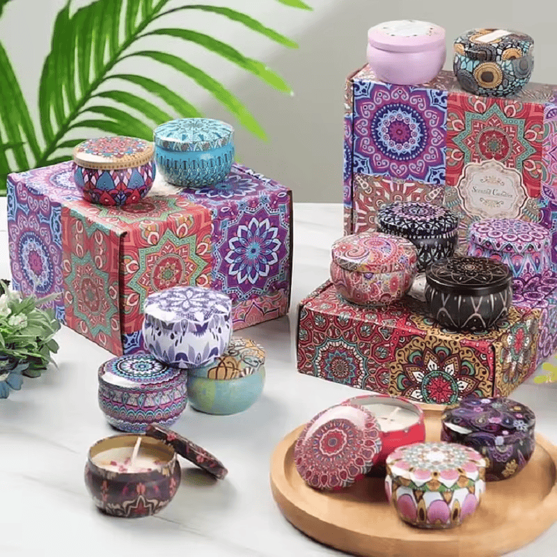 1/4PCS Vintage Scented Candles Soy Wax Candle Jars Flower Fragrance Scent