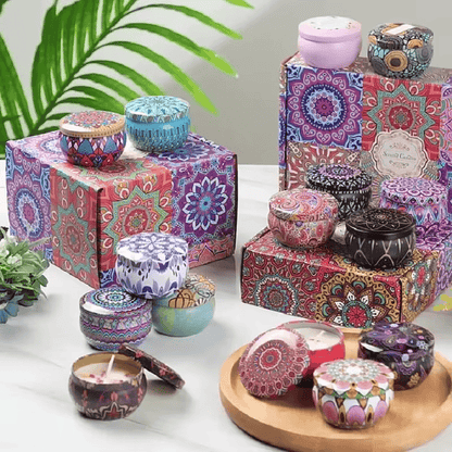 1/4PCS Vintage Scented Candles Soy Wax Candle Jars Flower Fragrance Scent