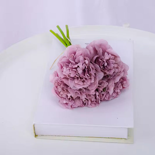 Pink Silk Artificial Peony Bouquet Flowers