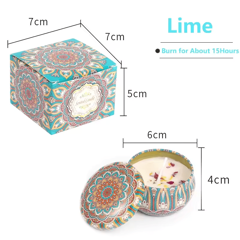 1/4PCS Vintage Scented Candles Soy Wax Candle Jars Flower Fragrance Scent