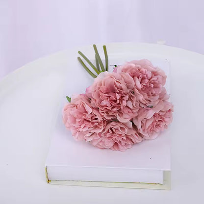 Pink Silk Artificial Peony Bouquet Flowers