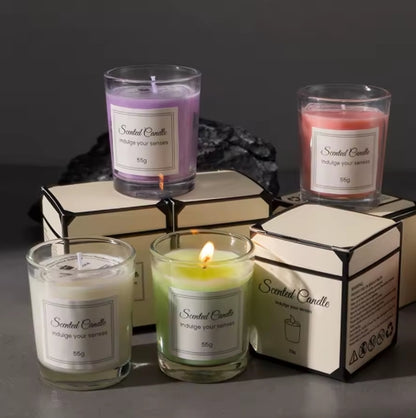 Aromatherapy Candle Premium Gift Box Glass Handmade Soy Wax Smokeless Creative