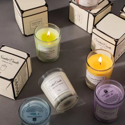 Aromatherapy Candle Premium Gift Box Glass Handmade Soy Wax Smokeless Creative