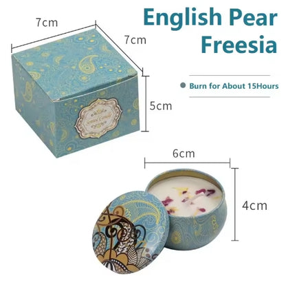 1/4PCS Vintage Scented Candles Soy Wax Candle Jars Flower Fragrance Scent