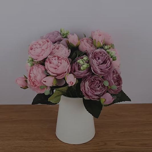 30cm Rose Pink Silk Bouquet Peony Artificial Flowers