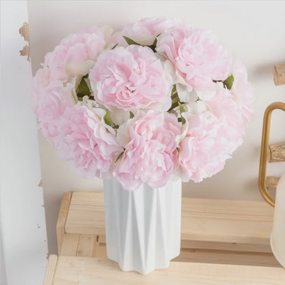 Pink Silk Artificial Peony Bouquet Flowers